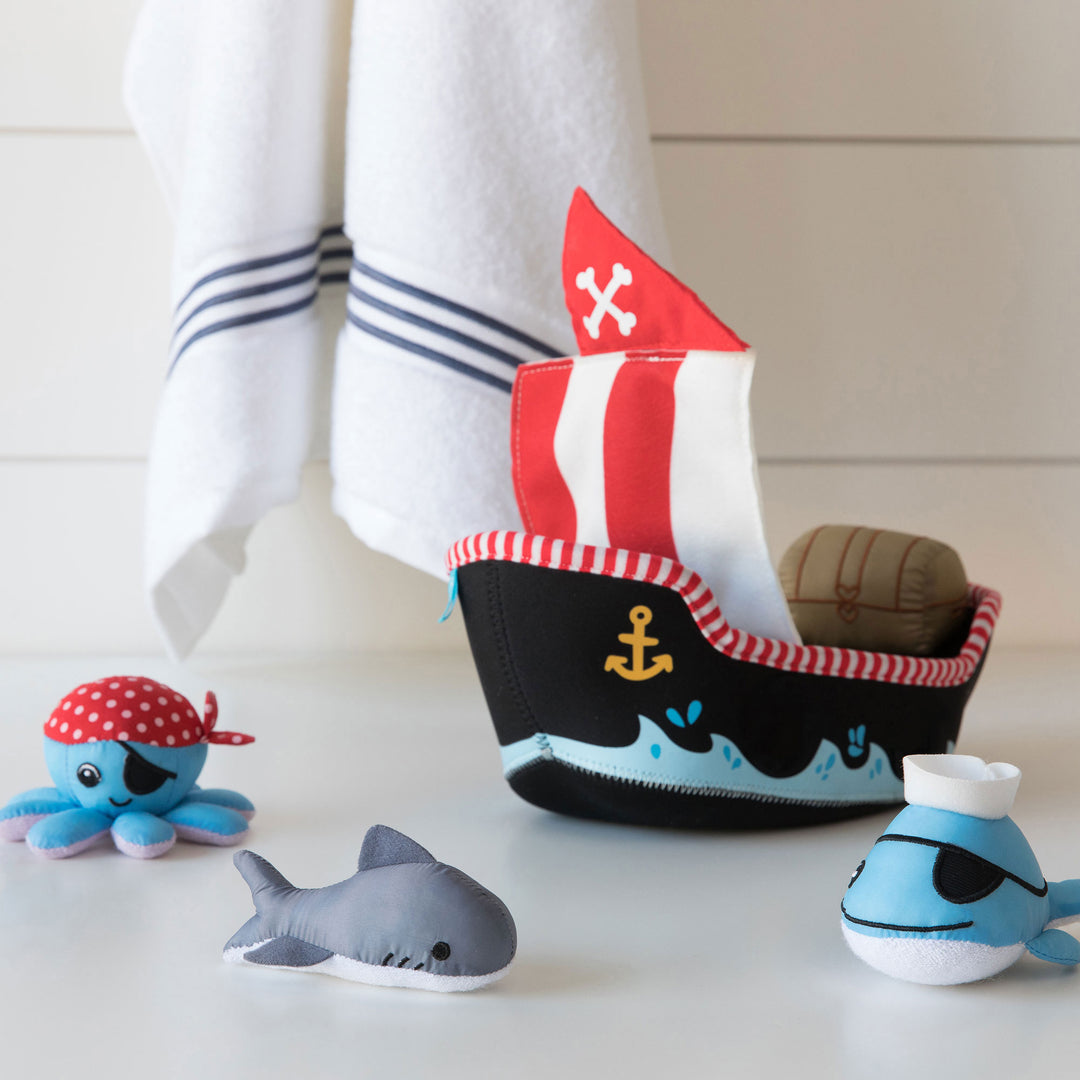 Neoprene Pirate Ship 5pc Bath Toy