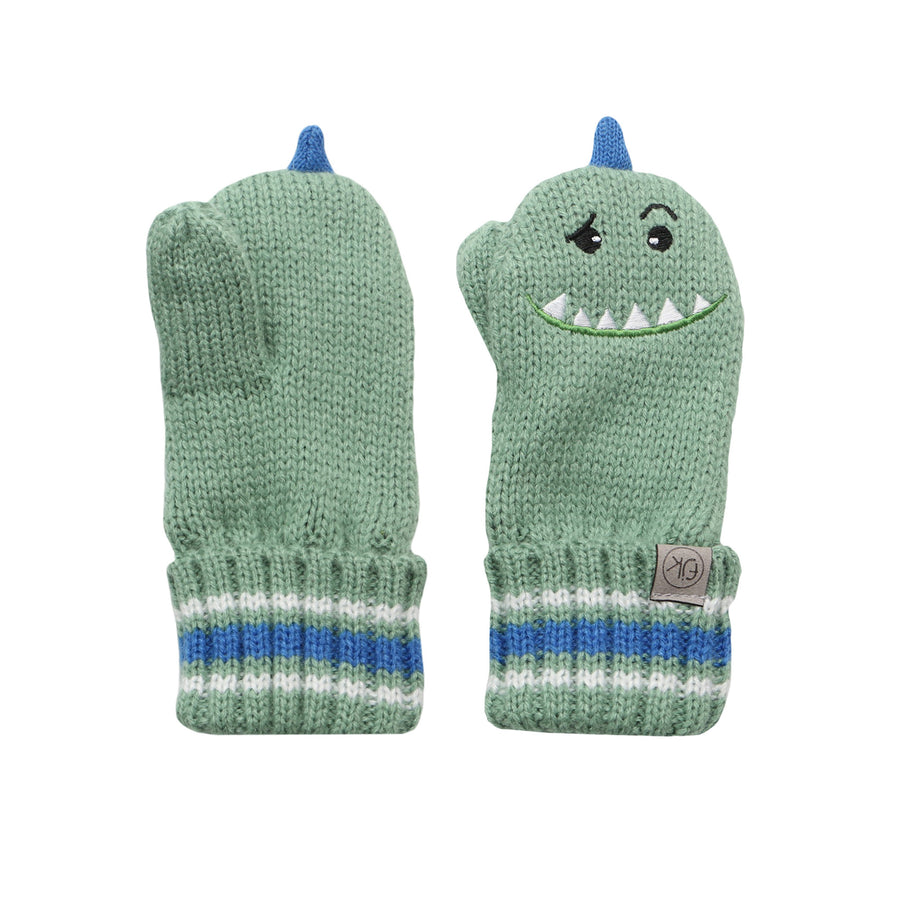 FlapJackKids - Baby Knitted Mittens - Dino - Small 0-2Y Baby Knitted Mittens - Dino 873874008973