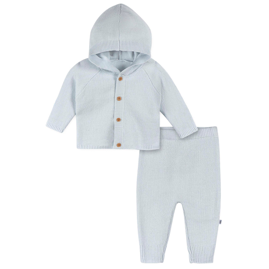 Just Born - OP2401 - Sweater Knit Set - Blue - 0-3M Just Born by Gerber Baby Boy 2-Piece Sweater Knit Set - BLUE 032633139444