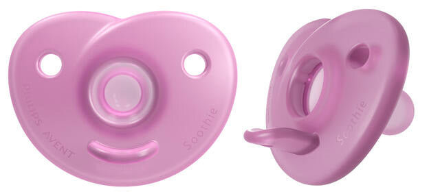 Soothie Heart Pacifier 0-3m, Pink/Light Pink, 2 x 2 pack