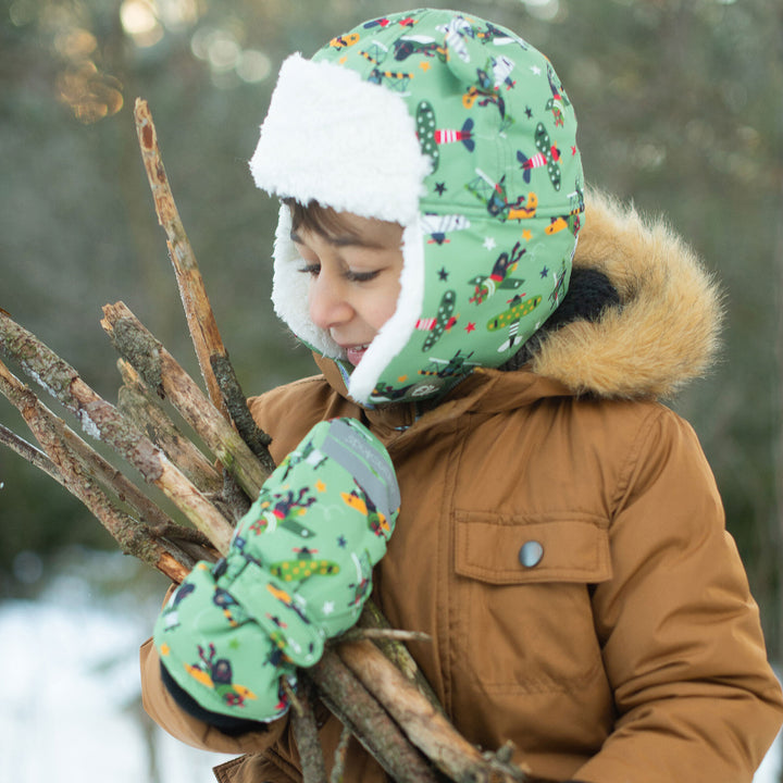 Water Repellent Trapper Hat - Black Bear Green