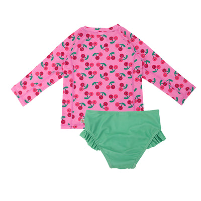 Rashguard Swim Top + Bikini Bottom Set
