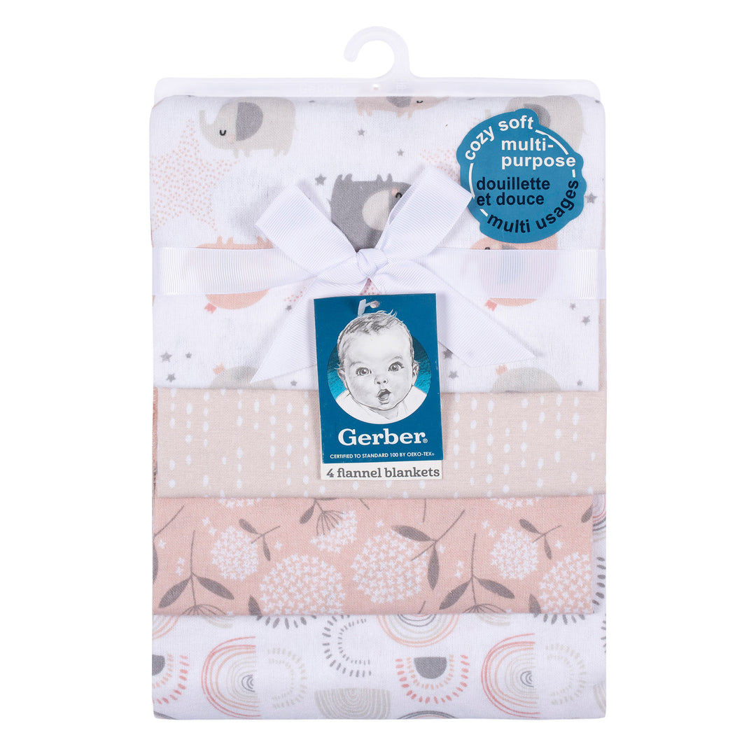 Flannel Receiving Blanket - 4pk