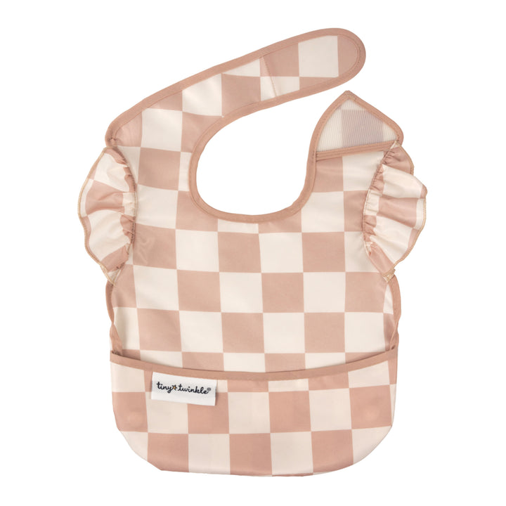 Tiny Twinkle - Mess Proof Easy Bib Ruffle - Tan Check 6-24M Mess Proof Easy Bib Ruffle - Tan Check 810027537850