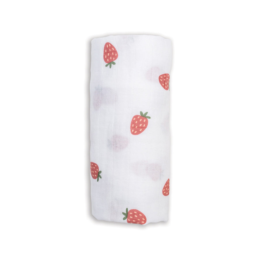 Lulujo - Swaddle Blanket Muslin Cotton LG- Strawberries Swaddle Blanket Muslin Cotton LG- Strawberries 628233454799