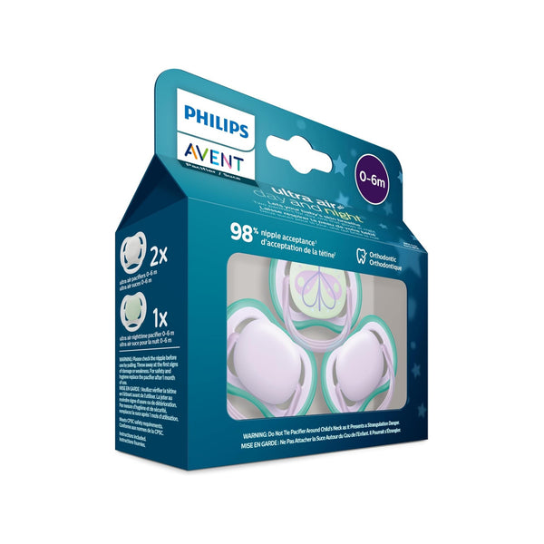 Ultra Air Pacifier Night - 3 Pack - 0-6M Lil/Butterfly