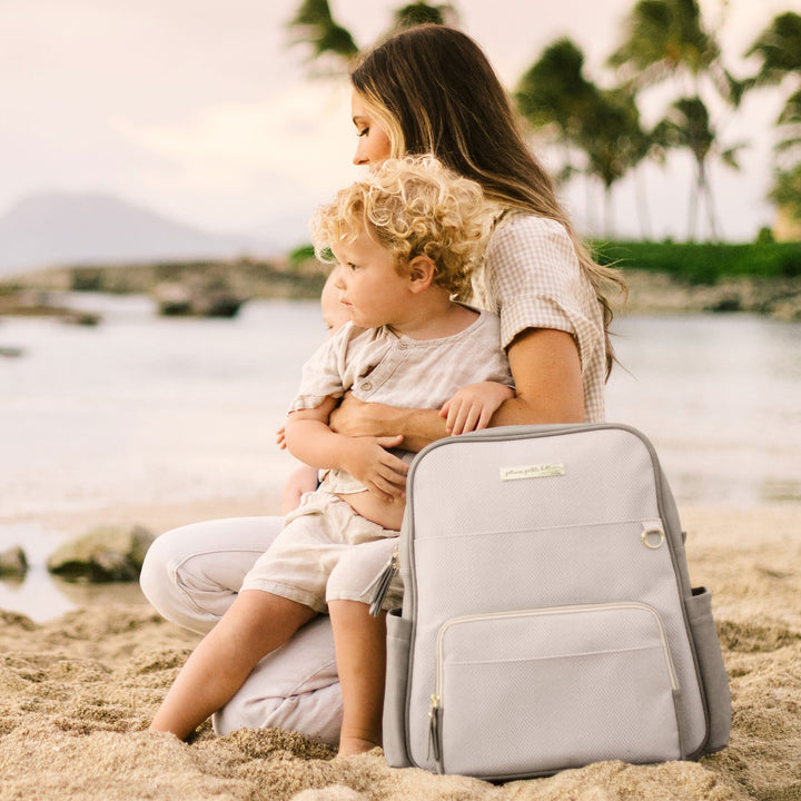 Sync Backpack Diaper Bag in Grey Matte Cable Stitch