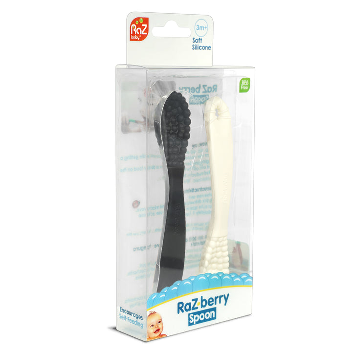 RaZberry Silicone Training Spoon - 2 pack - Black & White