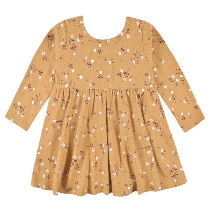 2-Pack Baby Girls Yellow Floral Long Sleeve Dresses