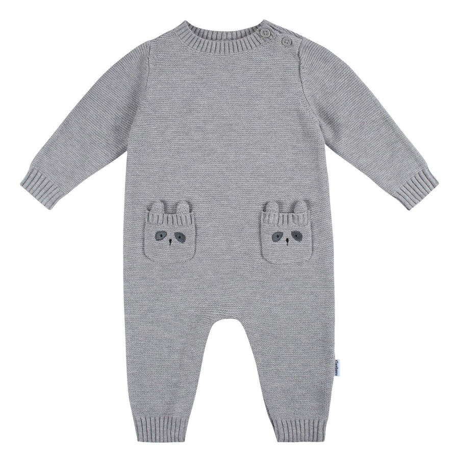 d - Gerber -23F- 1pk Sweater Knit Romper - - Raccoon - 0-3M 1 Pack Sweater Knit Romper - Boy - Raccoon 013618399787