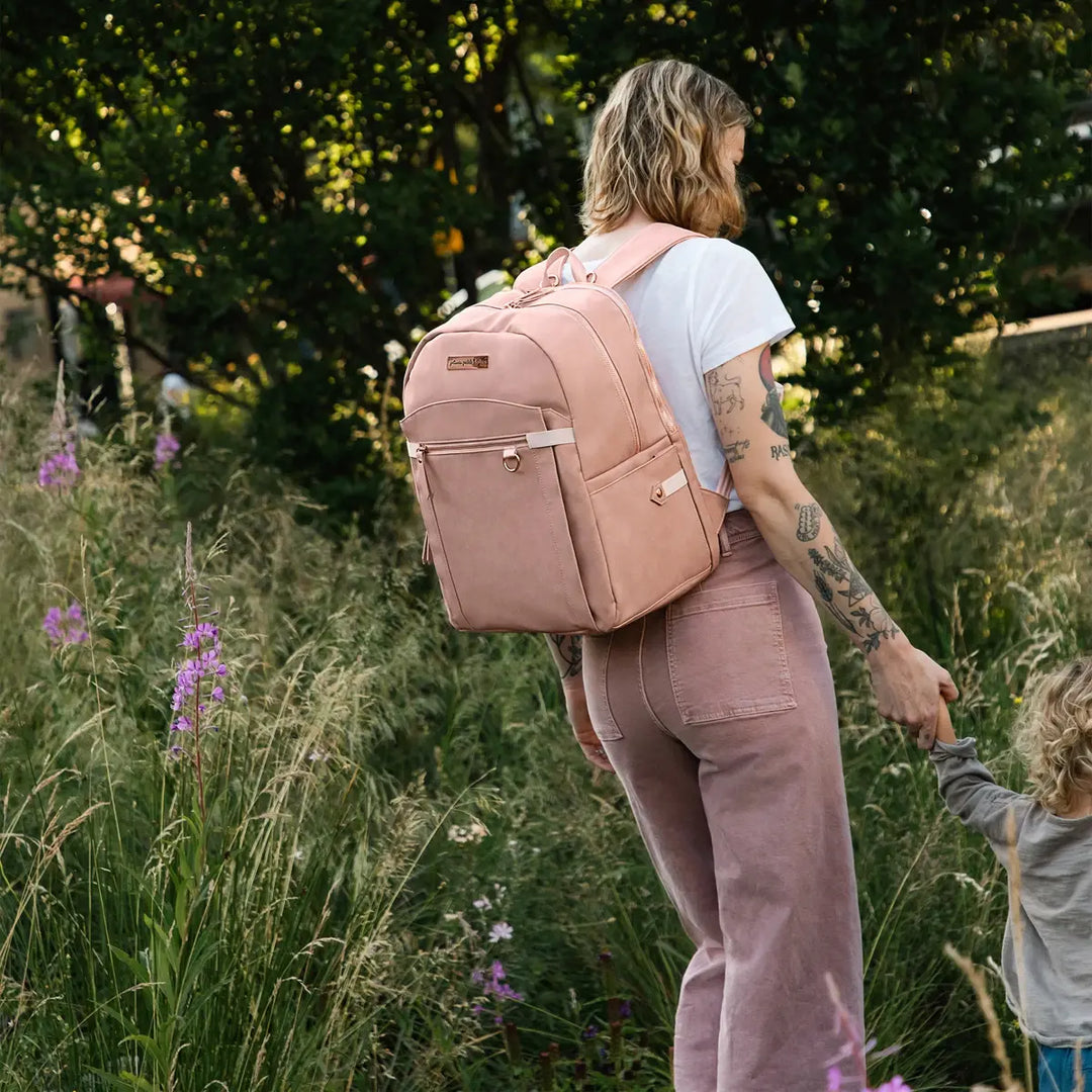 2-in-1 Provisions Backpack Diaper Bag in Toffee Rose