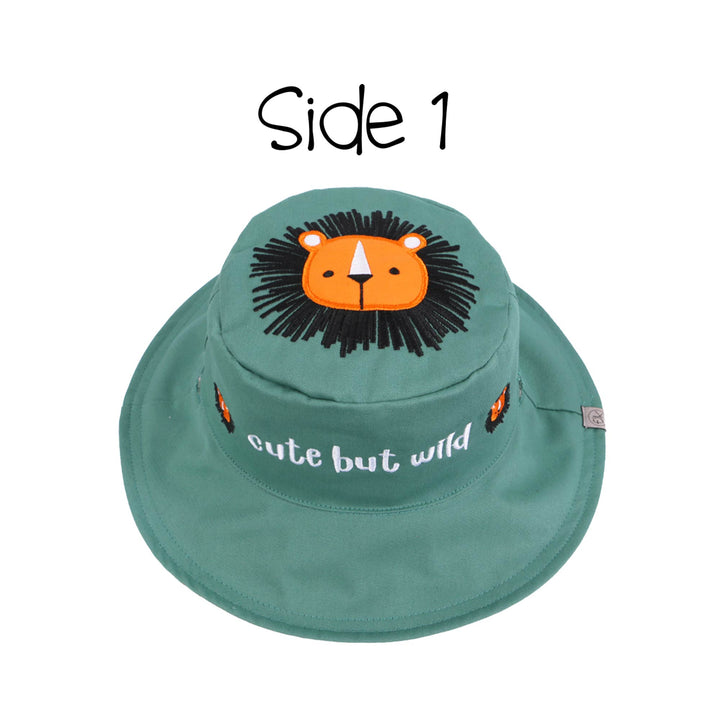 Reversible Kids UPF50+ Sun Hat - Lion/Monkey