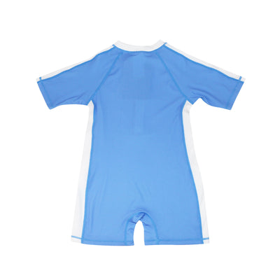 Boys Short Sleeve 1pc Solid Swimsuit