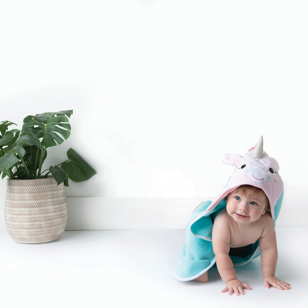 Baby Snow Terry Hooded Bath Towel - Allie Alicorn