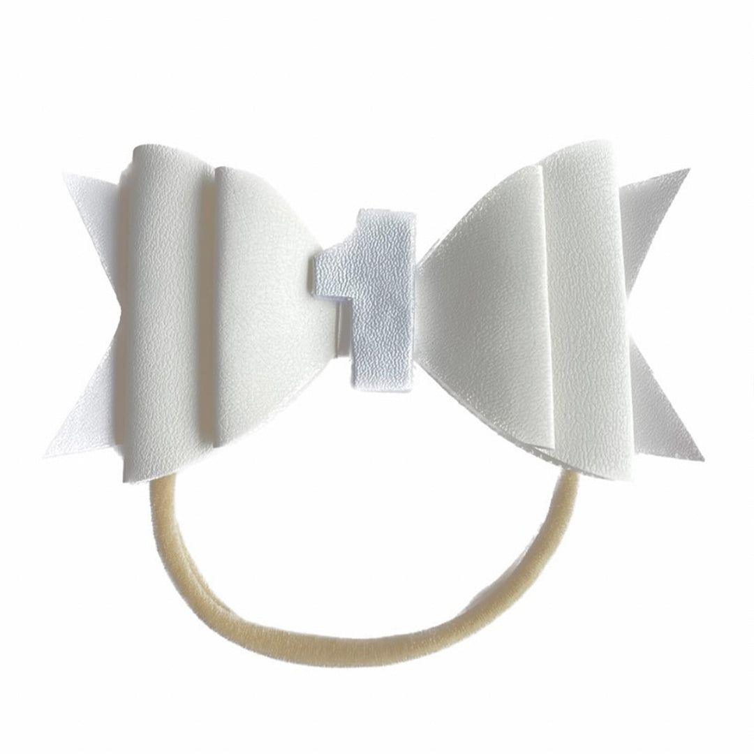 d - Baby Wisp - First Birthday Headband - White Hair Bow First Birthday Headband - White Hair Bow 810074540414