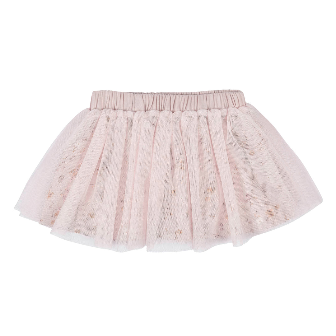 ® 3-Piece Baby Girls Woodland French Terry Top, Tulle Tutu