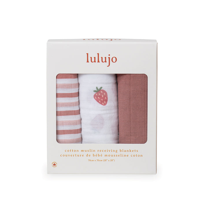 Cotton Receiving Blankets - 3 pack - Strawberries