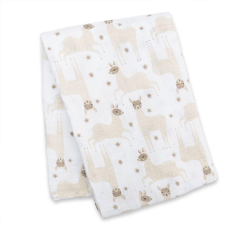 Lulujo - Swaddle Blanket Muslin Cotton - Modern Llama Cotton Muslin Swaddle Blanket - Modern Llama 628233454645