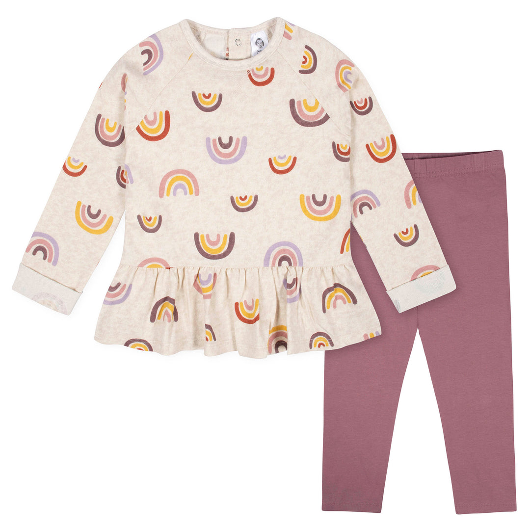 d - Gerber-OP22F-2pc PeplumTopLeggin- Rainbow 5T 2-Piece Toddler Girls Rainbow Peplum Top & Leggings Set 013618332579