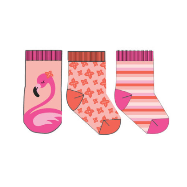3pair Comfort Terry Socks - Franny the Flamingo
