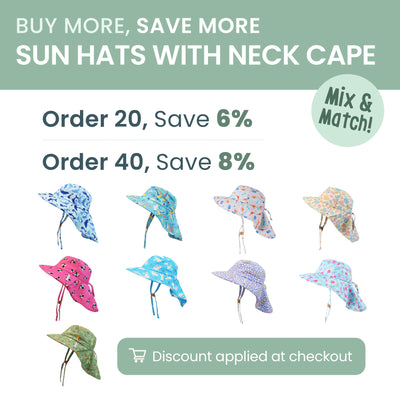 FlapJackKids - Sun Hats with Neck Cape - 6% OFF with 20 Hat buy-in