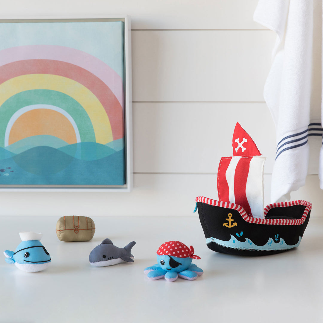 Neoprene Pirate Ship 5pc Bath Toy