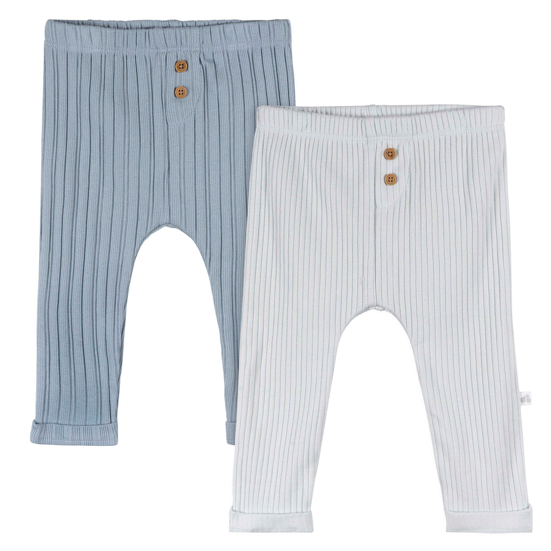 Just Born - OP2401 - 2pk Pants - Blue - 3-6M Just Born by Gerber Baby Boy 2-Pack Pants - BLUE 032633139062