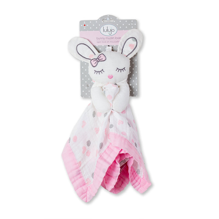 Cotton Muslin Lovey - Pink Bunny