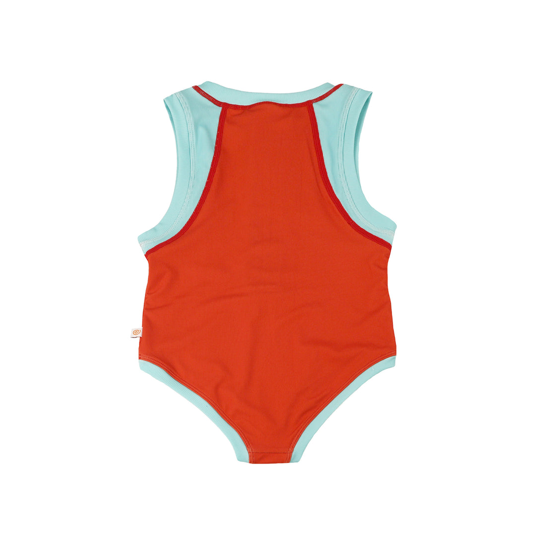 Girls Short Sleeve 1pc Solid Swimsuit