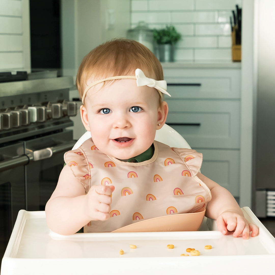 Mess-proof Silicone Pocket Bib Ruffle - Boho Rainbow