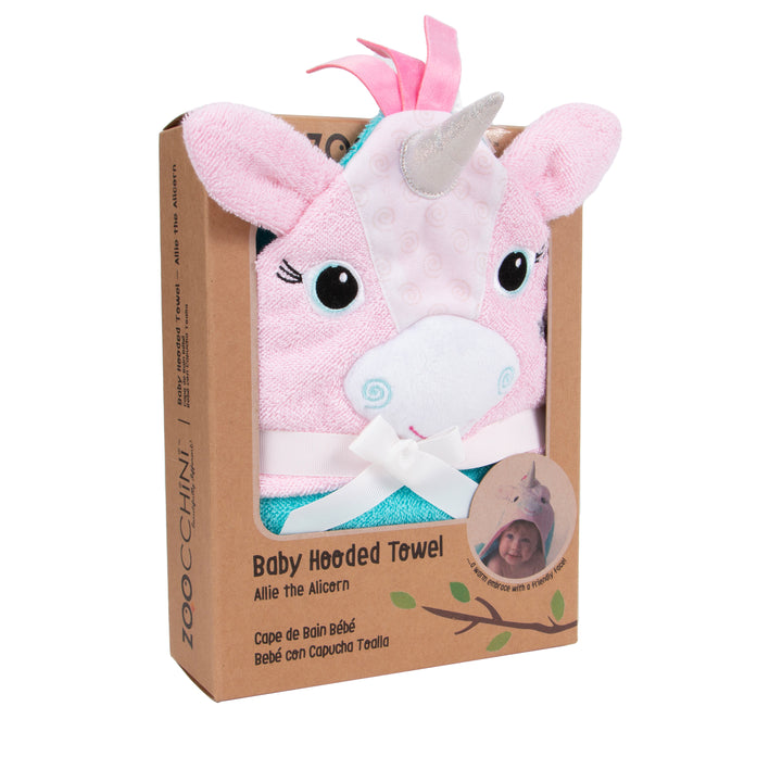 Baby Snow Terry Hooded Bath Towel - Allie Alicorn