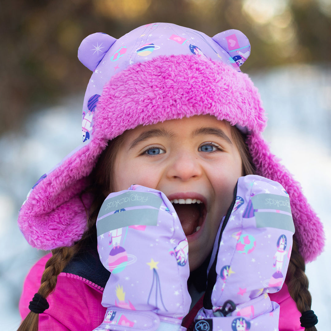 Water Repellent Trapper Hat Unicorn - Lilac