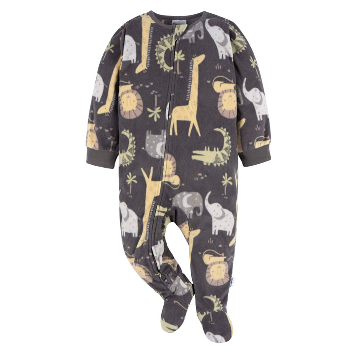 2 Pack Footed Blanket Fleece Sleepers - Safari