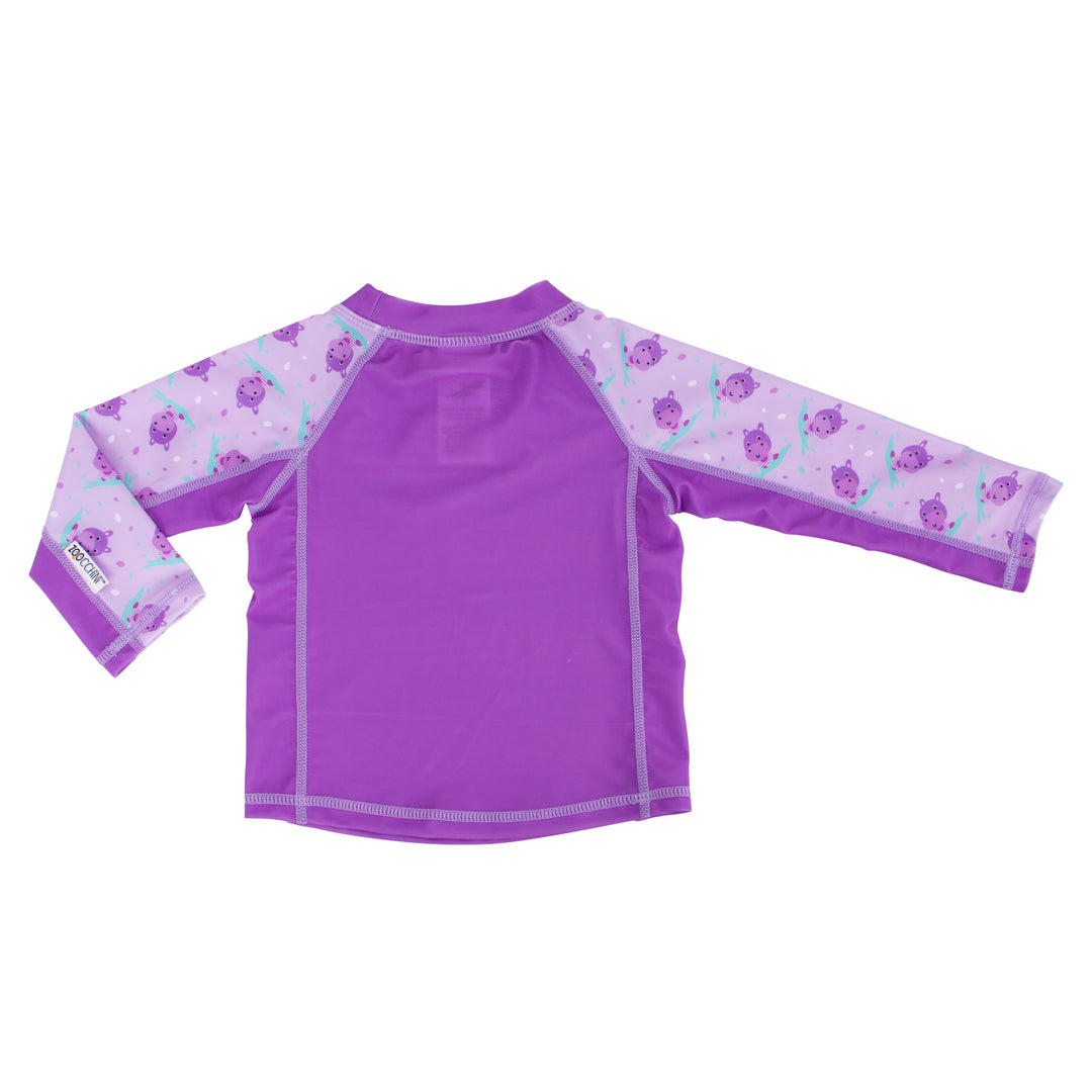 Long Sleeve Baby UPF50+ Rashguard Swim Top - Hippo