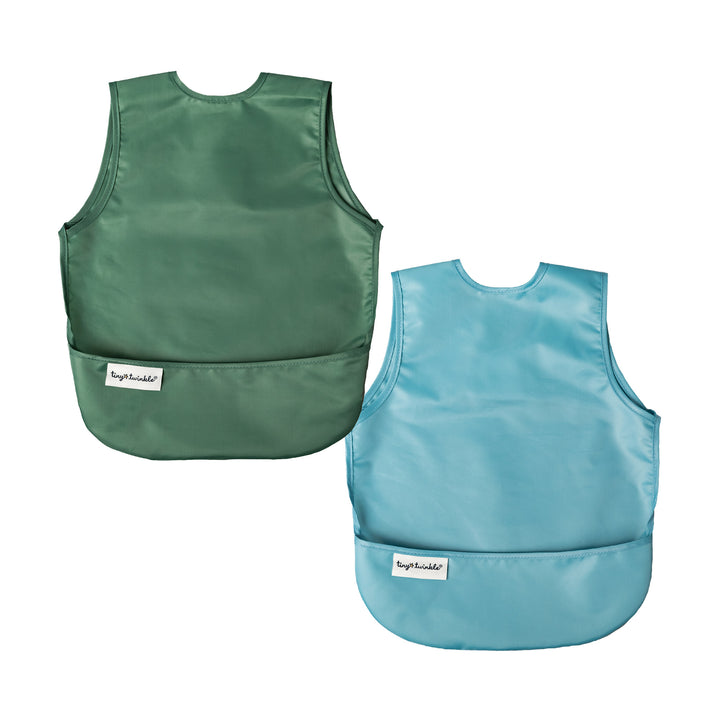 Tiny Twinkle - Apron Bib 2pk - Slate, Olive 6-24M Mess-proof Apron Bib 2 Pack - Slate, Olive 810027531315