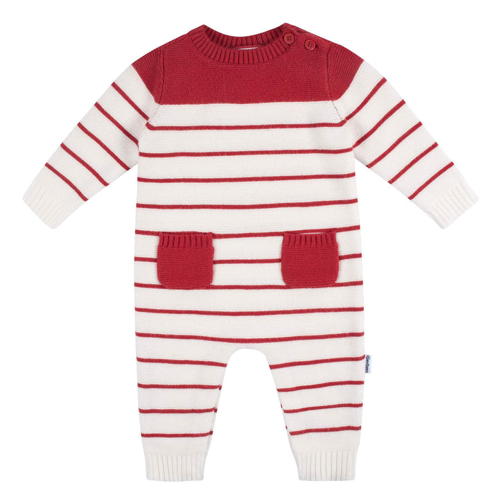 d - Gerber -23F- 1pk Sweater KnitRomper -  - RedWhite - 24M 1 Pack Sweater Knit Romper - Boy - Red + White 013618399909