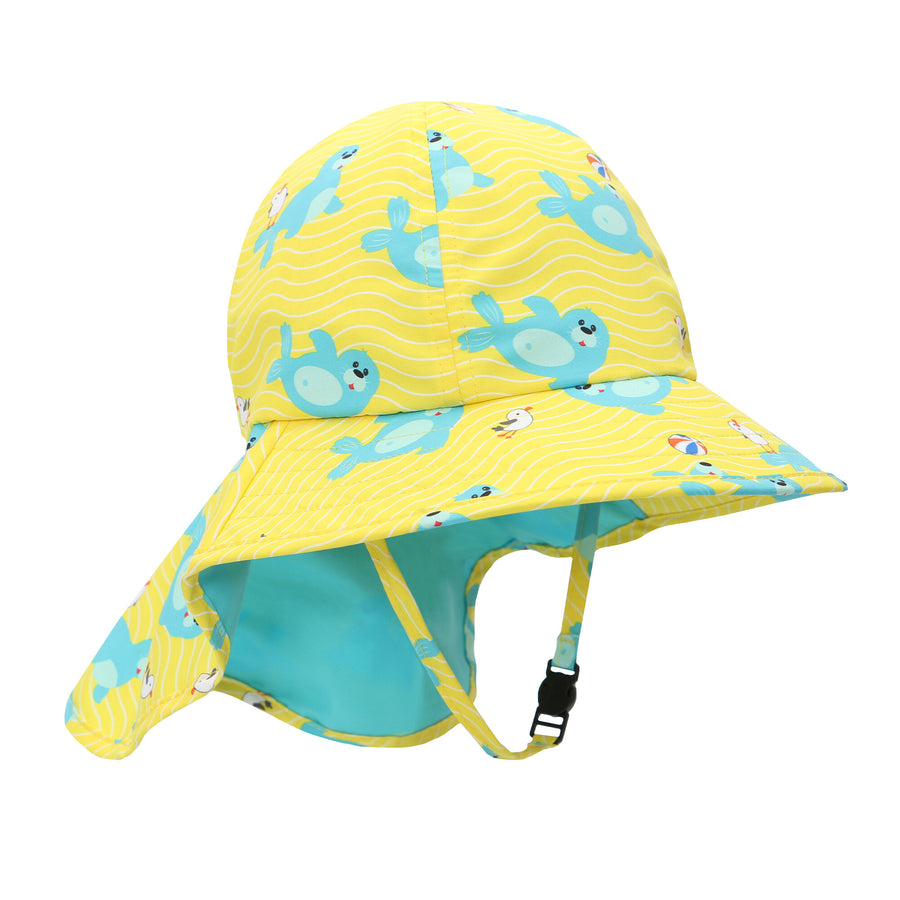 ZOOCCHINI - Baby-Toddler Cape Sunhat - Seal - 6-24M UPF50+ Baby-Toddler Cape Sun Hat - Seal 810608032439