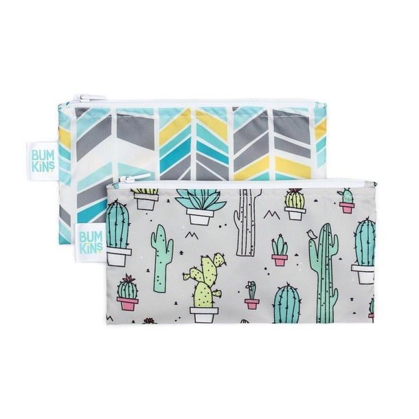 d - Bumkins - Reusable Snack Bag 2pk Small - Cacti&Quill Small Snack Bag 2pk - Cacti, Quill 014292636885