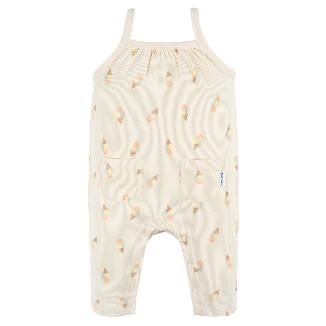 d - Gerber - 24S -LongLeg Romper Ice Cream Pack NB-6-9M(x6) Infant Long Leg Romper Girl - Ice Cream Prepack (1xNB)(2x0-3M)(2x3-6M)(1x6-9M) 