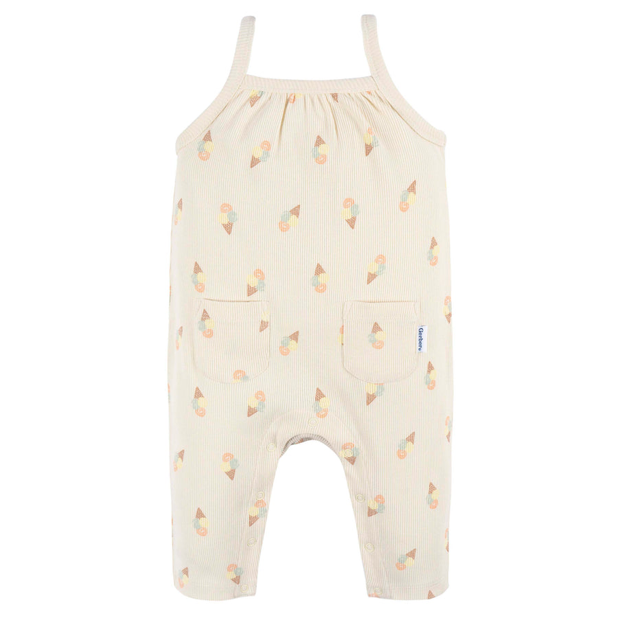 d - Gerber - 24S -LongLeg Romper Ice Cream Pack NB-6-9M(x6) Infant Long Leg Romper Girl - Ice Cream Prepack (1xNB)(2x0-3M)(2x3-6M)(1x6-9M) 