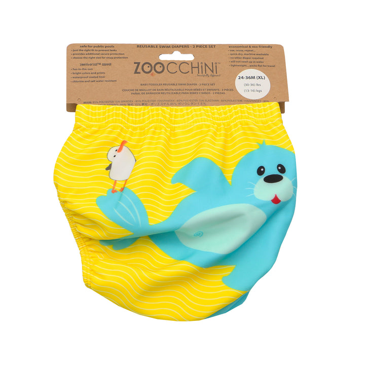 Baby-Toddler Knit Swim Diaper 2 Piece Set - Seal