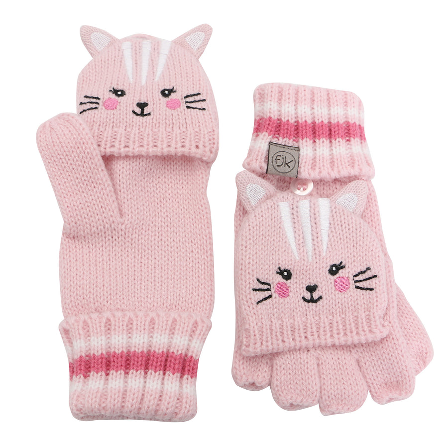 FlapJackKids - Knitted Fingerless Gloves wFlap Cat M 2-4Y Knitted Fingerless Gloves w/Flap - Cat 873874007945