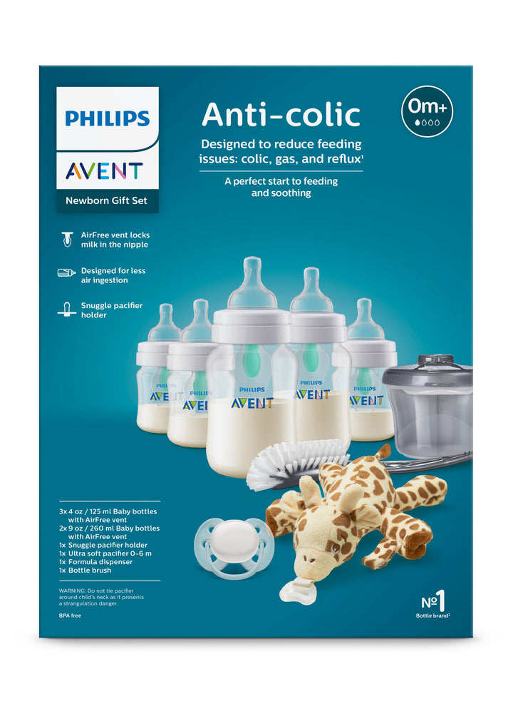 Anti-colic Baby Bottle with AirFree Vent Newborn GiftSet With Ultra Soft Snuggle