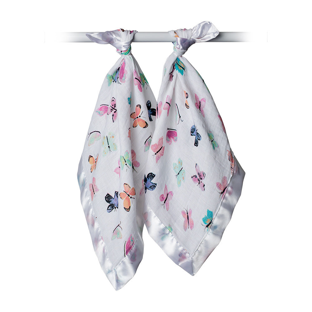 Lulujo - Security Blankets 2PK Muslin Cotton - Butterfly Cotton Security Blankets - Butterfly 628233450609