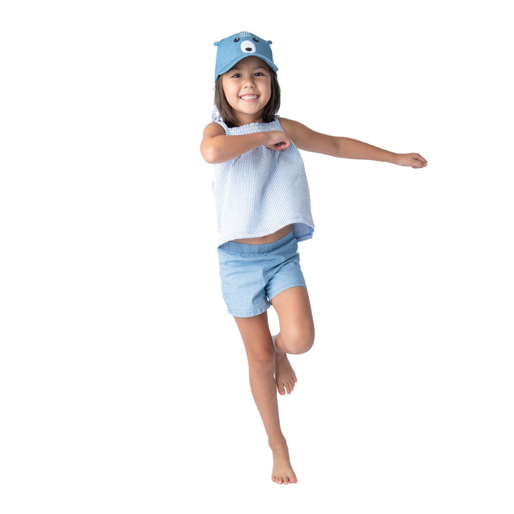 Kids UPF50+ 3D Cap - Bear Chambray - Large