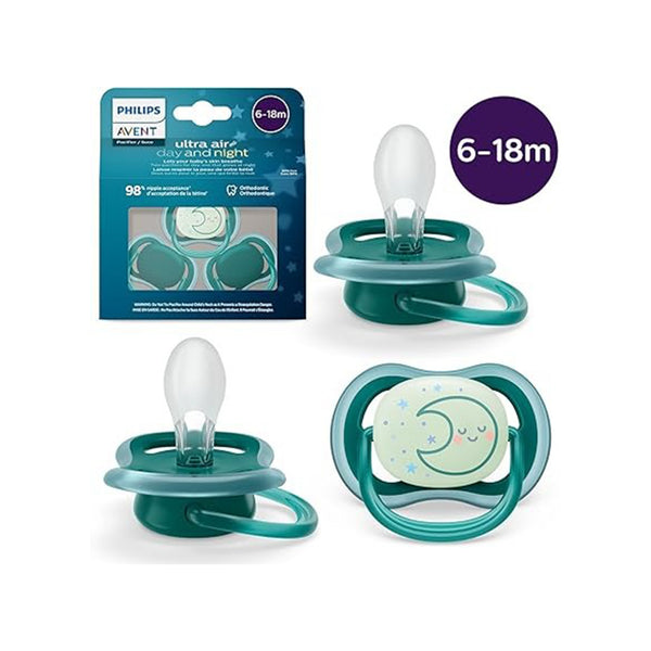 Ultra Air Pacifier Night - 3 Pack - 6-18M Opal/Moon