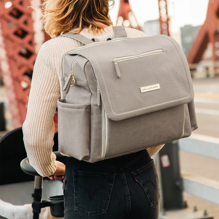 Boxy Backpack Deluxe Diaper Bag in Sand Cable Stitch