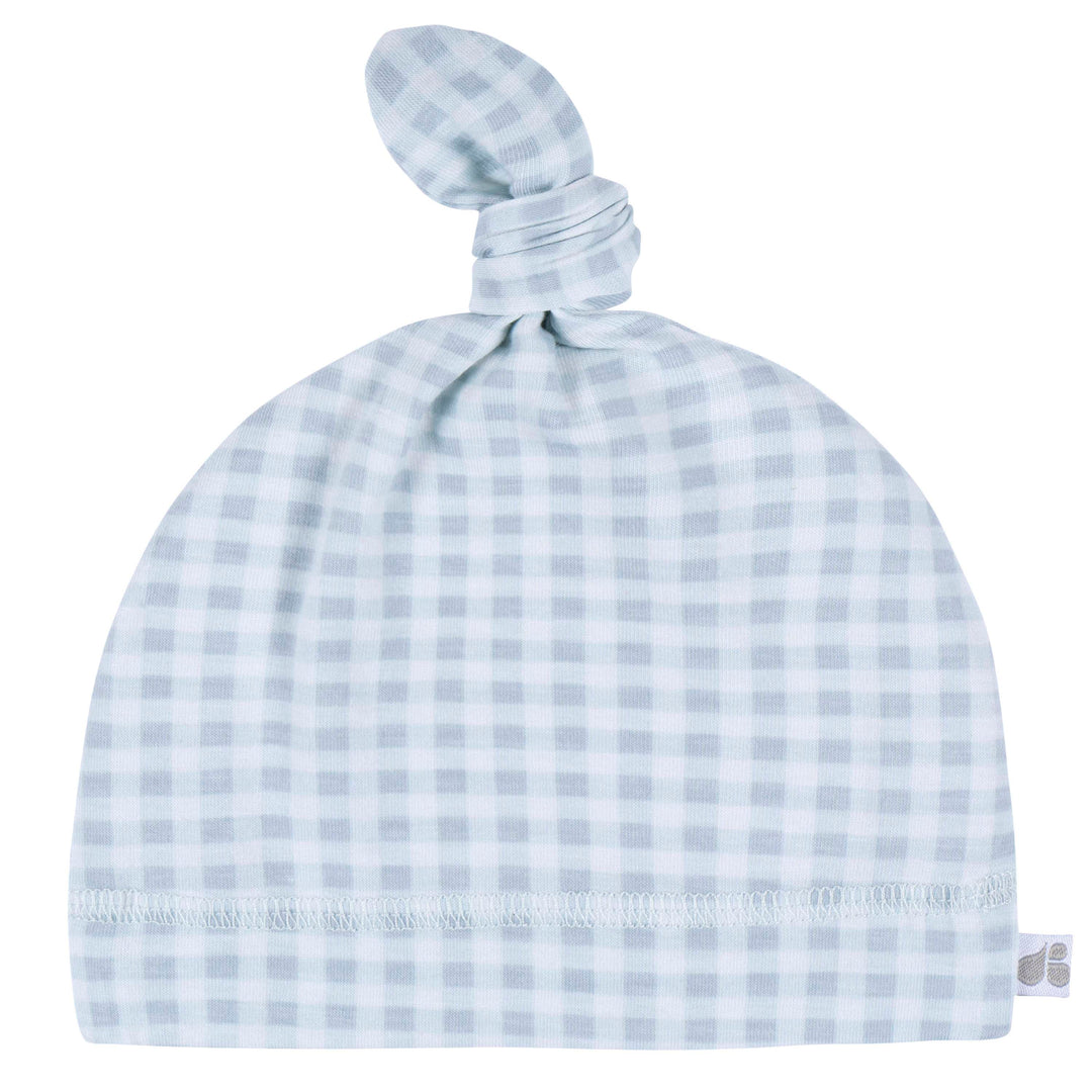 2 Piece Swaddle Blanket and Hat - Blue Plaid