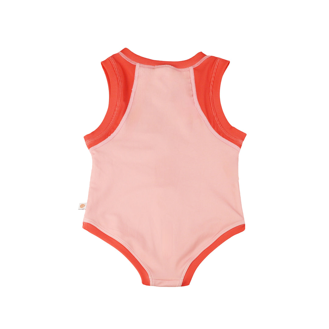 Girls Short Sleeve 1pc Solid Swimsuit
