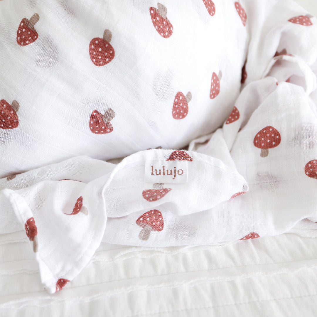 Swaddle Blanket Muslin Cotton LG- Mushroom